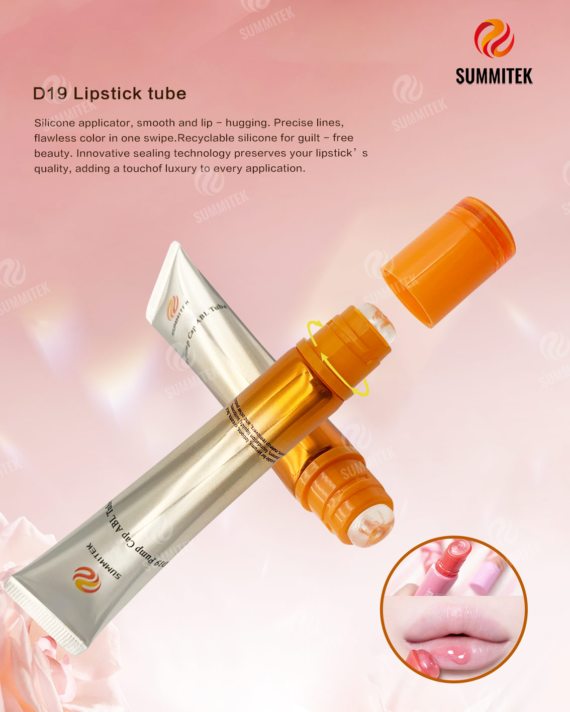 Tube brillant &agrave; l&egrave;vres D19 | Applicateur en silicone en forme de beignet