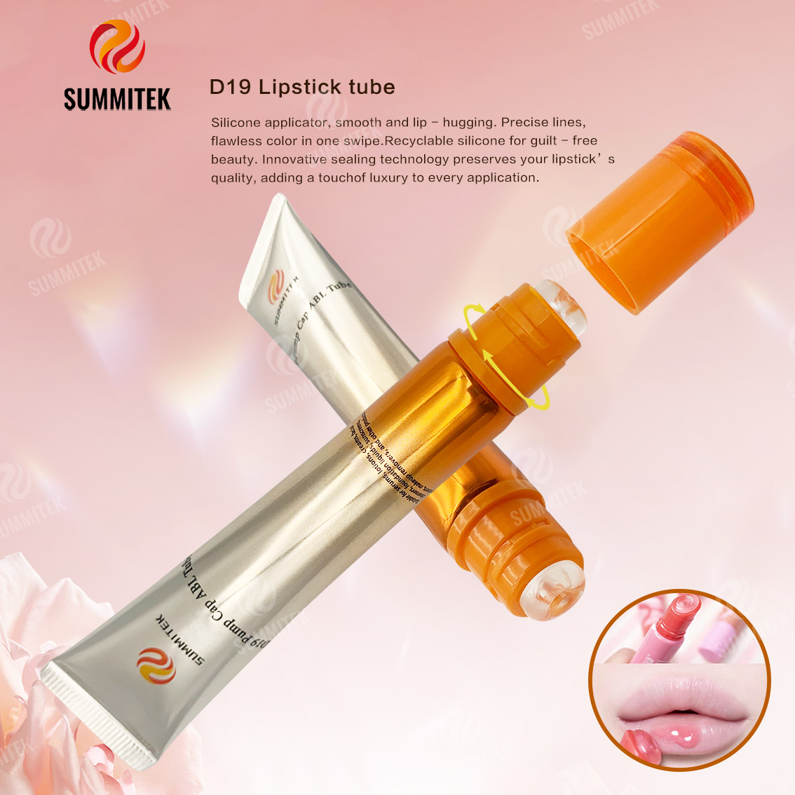 Tube brillant &agrave; l&egrave;vres D19 | Applicateur en silicone en forme de beignet