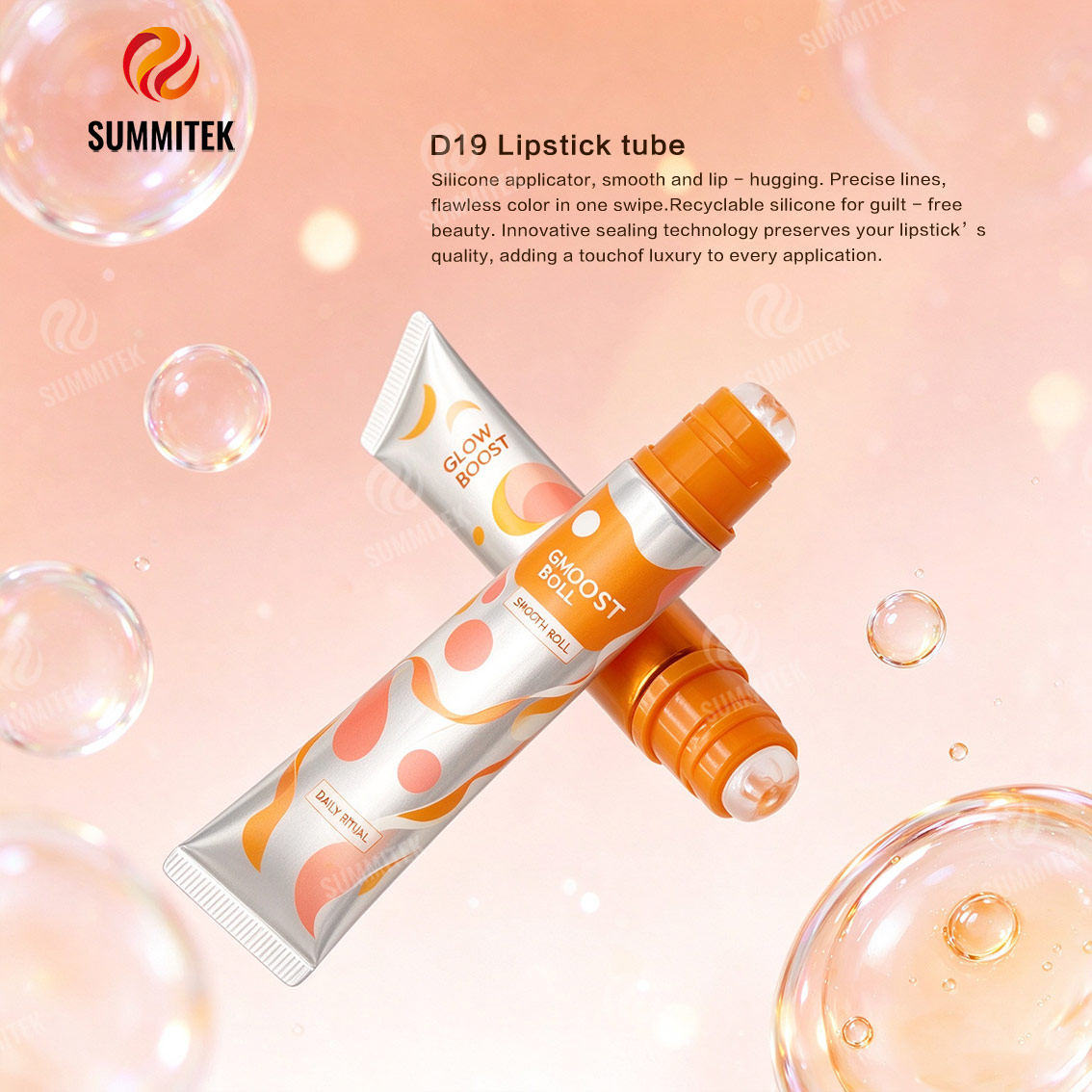 Tube brillant &agrave; l&egrave;vres D19 | Applicateur en silicone en forme de beignet