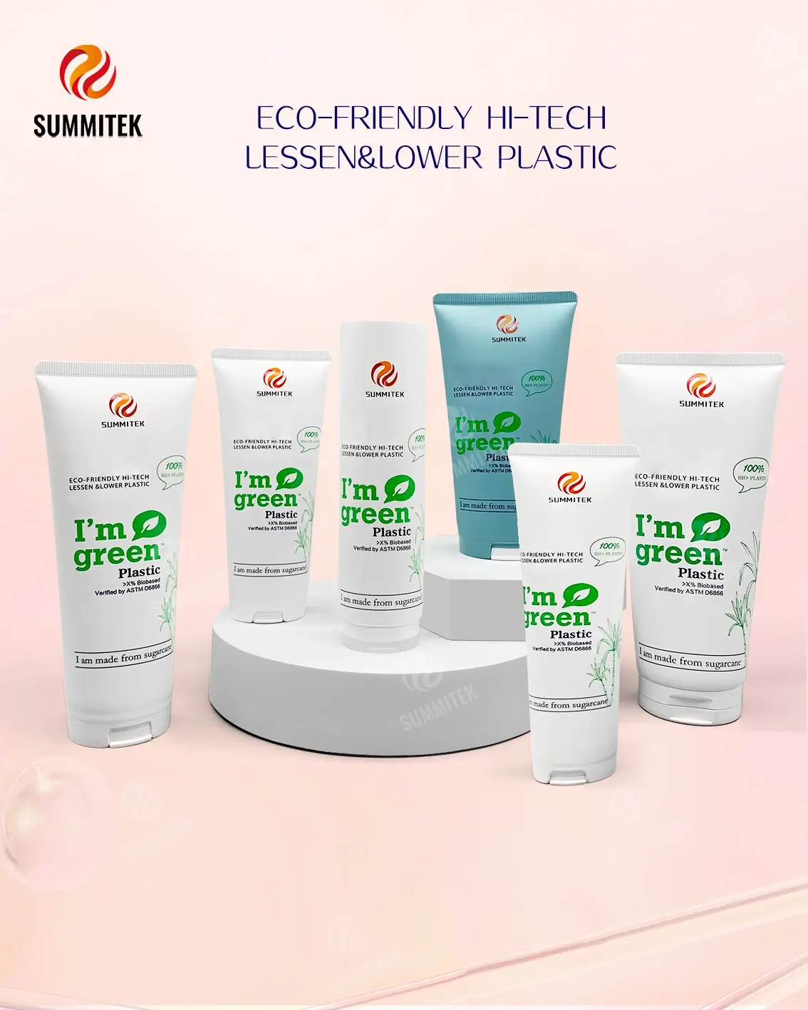 Tube PE &agrave; base de canne &agrave; sucre D35 D40 pour emballage de soins naturels de la peau