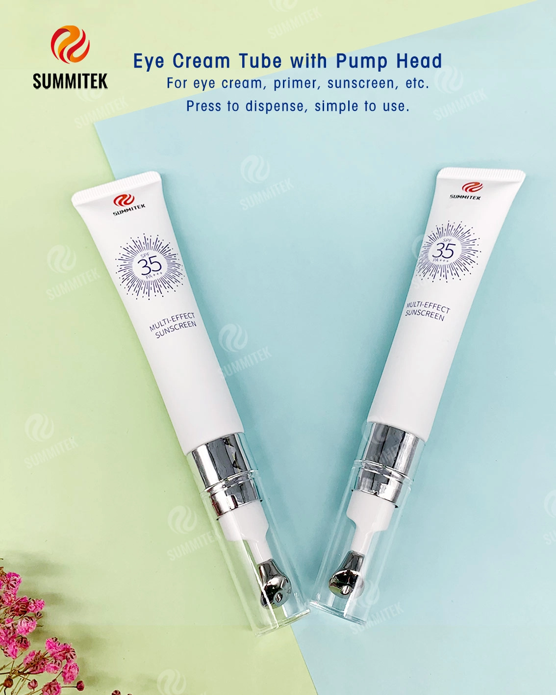 Tube de distribution de pompe D22 | Embout m&eacute;tallique rafra&icirc;chissant pour cr&egrave;me et s&eacute;rum pour les yeux