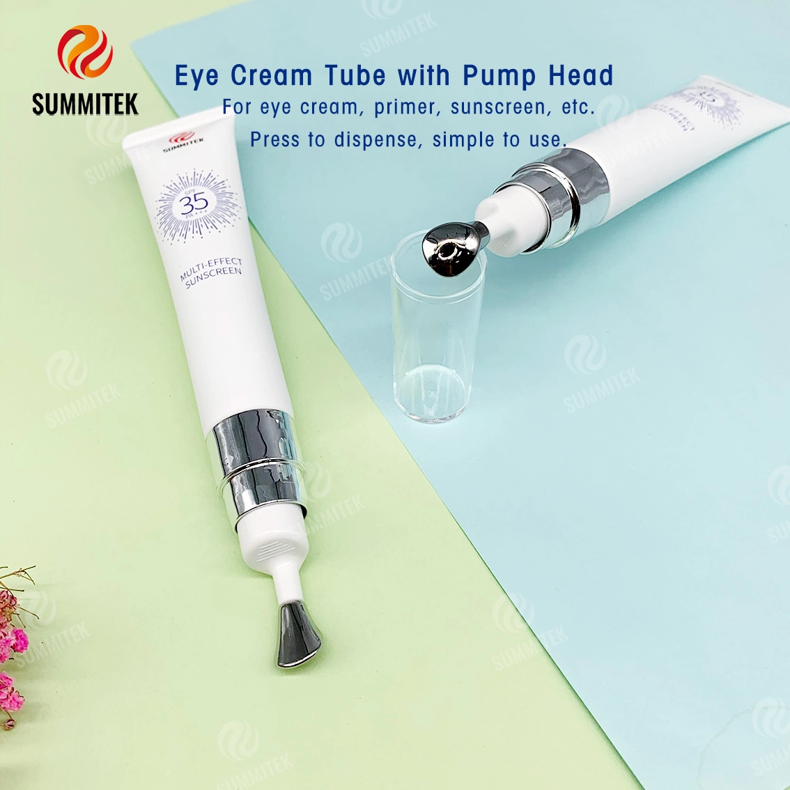 Tube de distribution de pompe D22 | Embout m&eacute;tallique rafra&icirc;chissant pour cr&egrave;me et s&eacute;rum pour les yeux