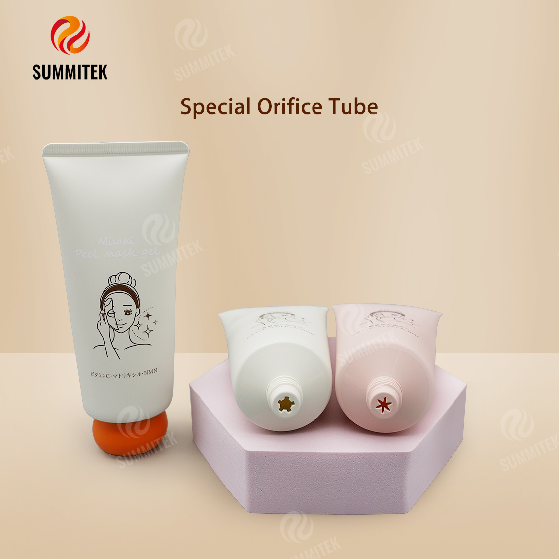 Tube &agrave; orifice sp&eacute;cial avec capuchon en cristal dor&eacute; et joli capuchon rond