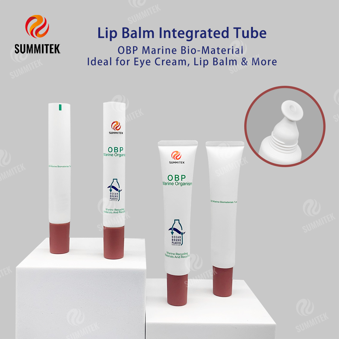 Tube de soin des l&egrave;vres et des yeux recycl&eacute; OBP Ocean D19 D22 D25