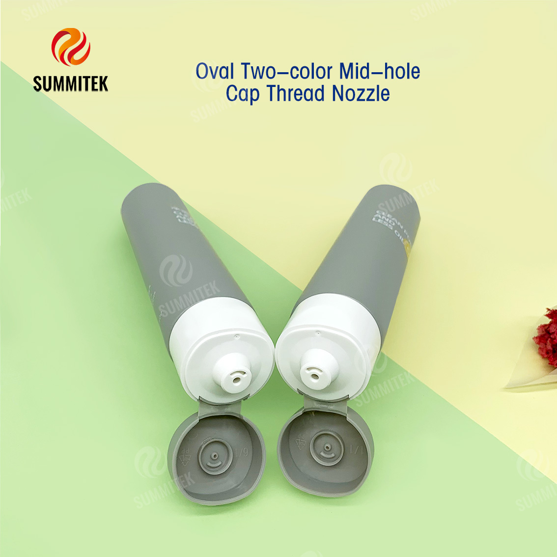 Tube de m&eacute;lange &agrave; double chambre avec double sortie ovale et interm&eacute;diaire pour nettoyant moussant