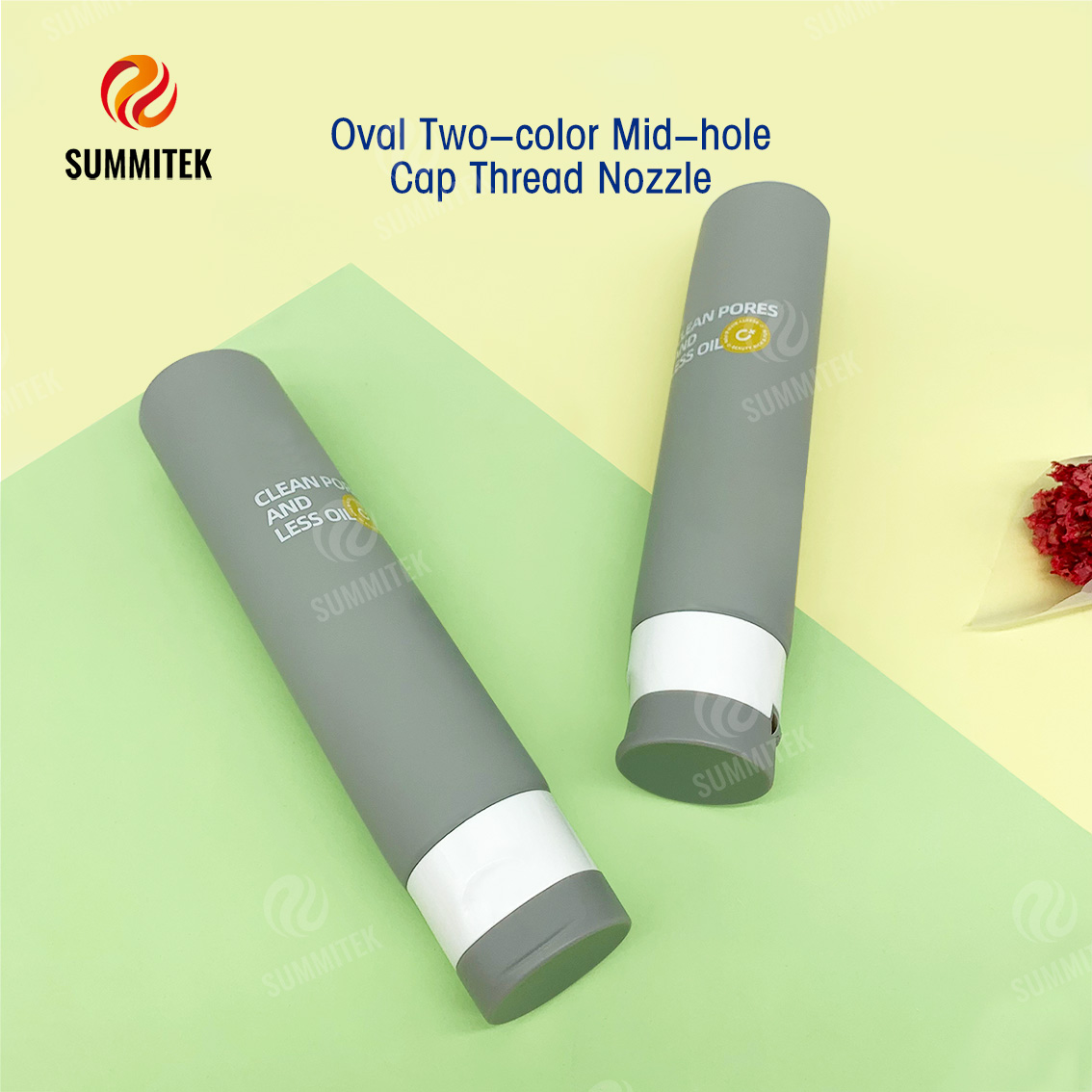 Tube de m&eacute;lange &agrave; double chambre avec double sortie ovale et interm&eacute;diaire pour nettoyant moussant